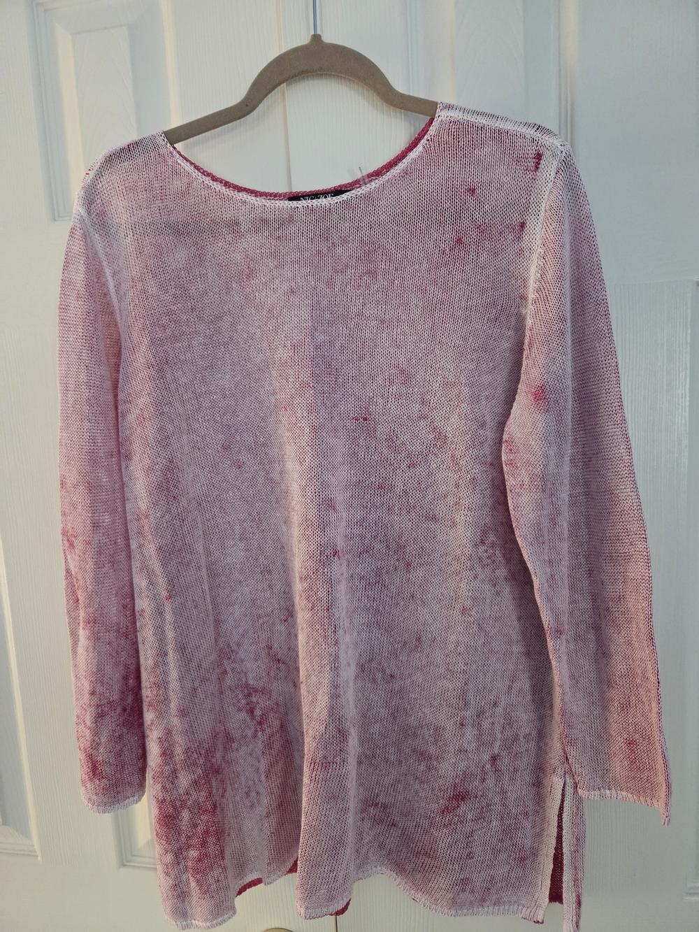 Pink and White Long Sleeve Sweater